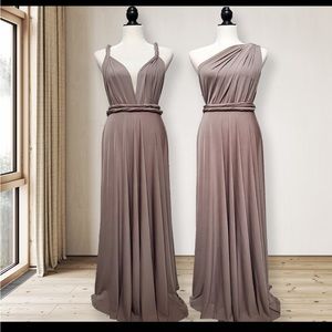 Taupe Convertible Bridesmaid Dress Floor Length